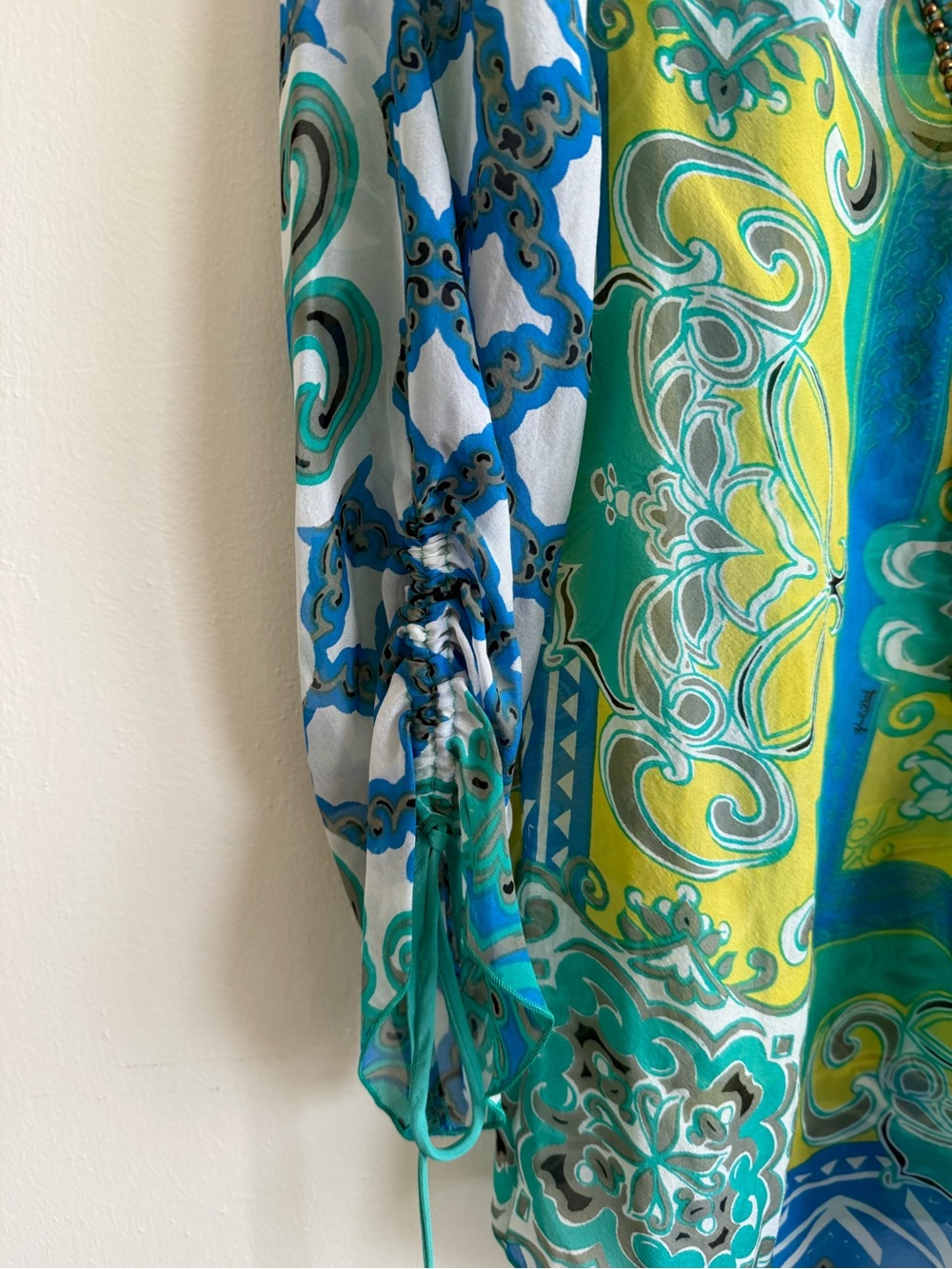 Hale Bob Cabana 100% Silk Beaded Neckline Top - Picture 4 of 5